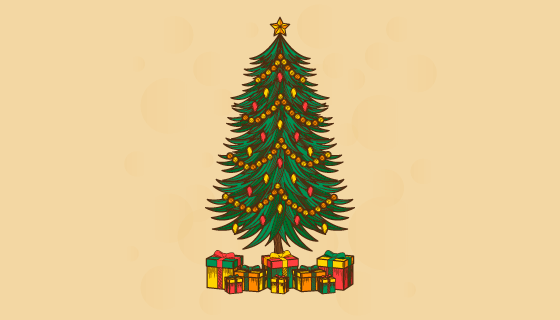 手绘风格圣诞树矢量素材(EPS/AI/PNG)