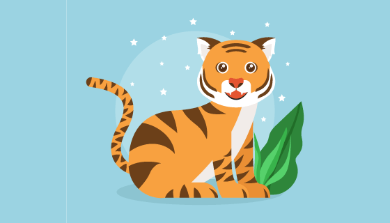 扁平风格可爱小老虎矢量素材(EPS/AI)