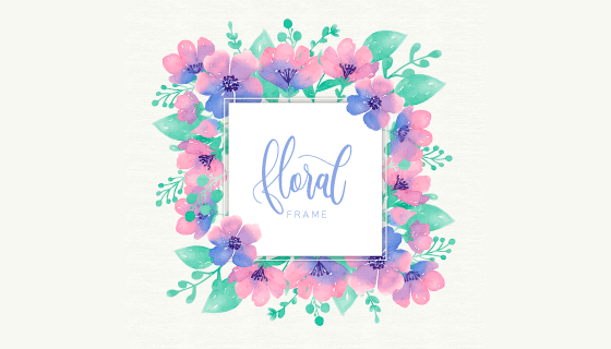 水彩花卉框架矢量素材(EPS/AI/PNG)