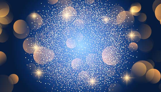 圣诞节蓝色散景灯光背景矢量素材(EPS)