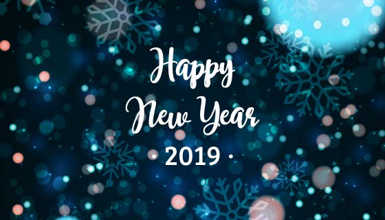 蓝色模糊2019新年快乐背景矢量素材(EPS/AI)