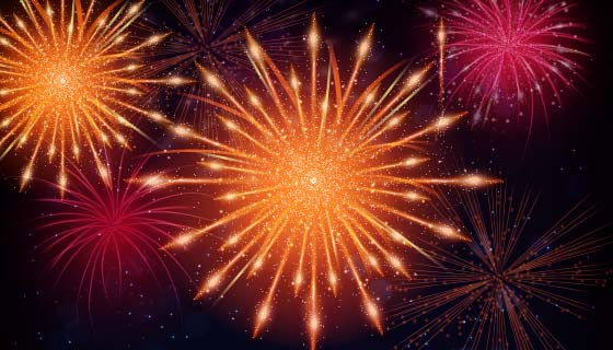 2019新年快乐烟花背景矢量素材(EPS/AI)