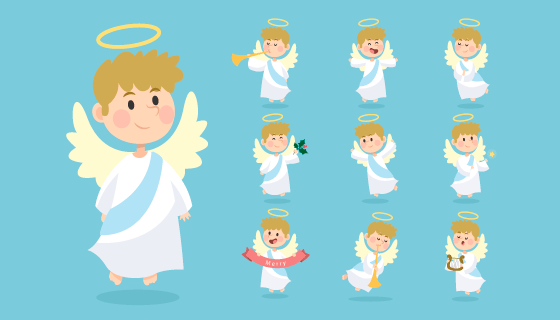 可爱的圣诞天使矢量素材(EPS/AI/PNG)