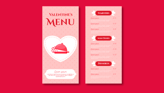 情人节菜单模板矢量素材(EPS/AI)