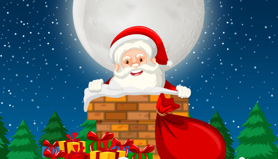 爬烟囱的圣诞老人矢量素材(EPS)