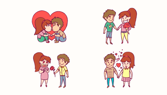 情人节甜蜜的情侣矢量素材(EPS/AI/PNG)