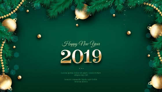 绿色2019新年快乐背景矢量素材(EPS/AI)
