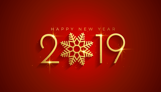 红色2019新年快乐背景矢量素材(EPS)