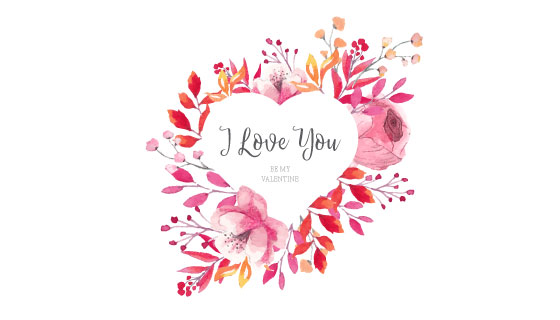 情人节水彩爱心花卉矢量素材(EPS)