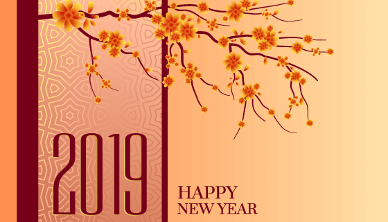 2019新年快乐背景矢量素材(EPS)