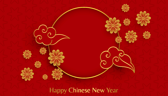 红色喜庆新年快乐背景矢量素材(EPS)