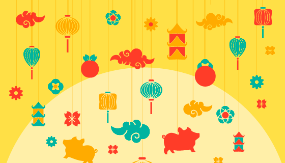 2019新年元素背景矢量素材(EPS/AI)