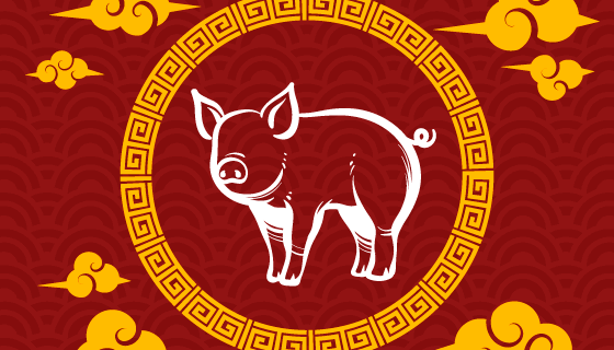 2019猪年新年快乐背景矢量素材(EPS/AI)