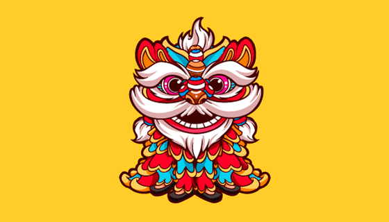 新年舞狮矢量素材(EPS/AI/PNG)