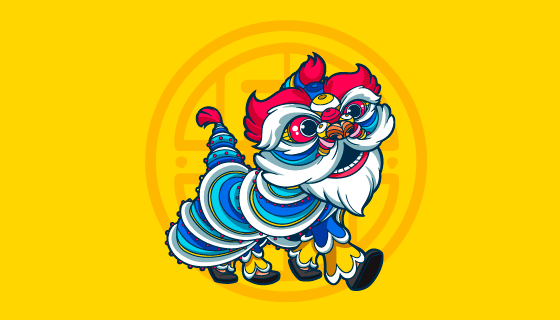 新年舞狮矢量素材(EPS/AI/PNG)