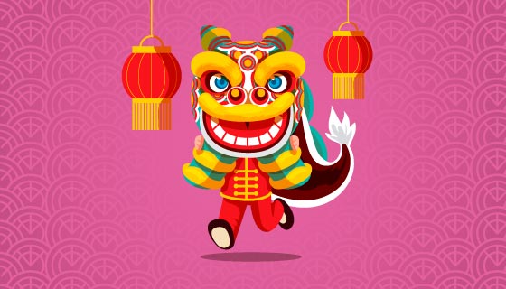 新年舞狮矢量素材(EPS/AI)