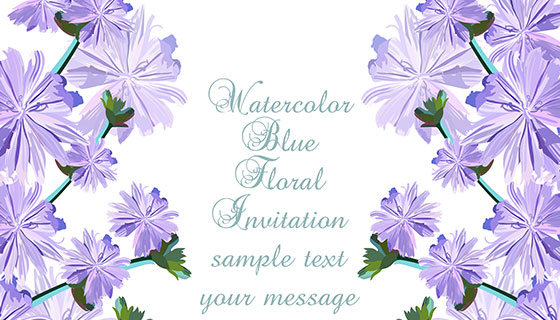 蓝色花卉卡片模板免费矢量素材(EPS)