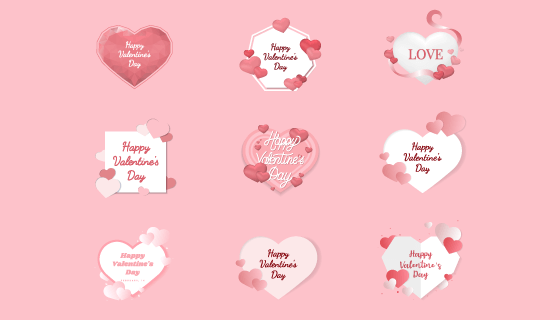 粉色白色情人节爱心矢量素材(EPS)