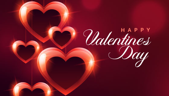 红色爱心情人节快乐背景矢量素材(EPS)