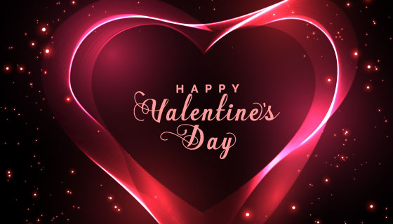 红色闪亮爱心情人节快乐背景矢量素材(EPS)