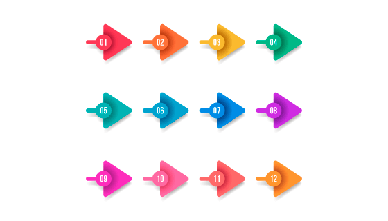 扁平箭头项目符号矢量素材(EPS/AI/PNG)