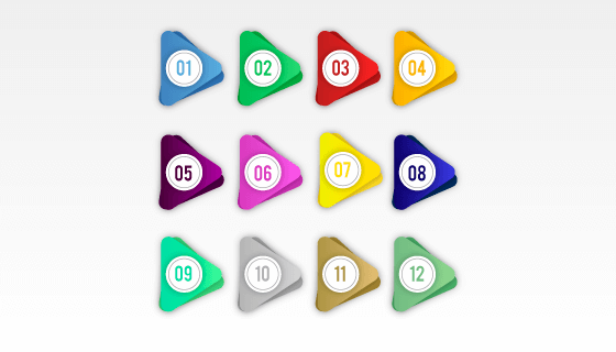 扁平箭头项目符号矢量素材(EPS/AI/PNG)