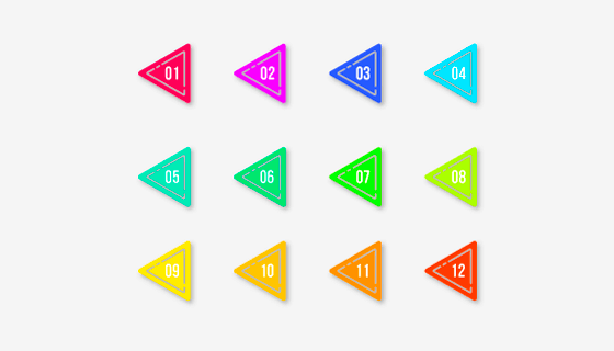 扁平箭头项目符号矢量素材(EPS/AI/PNG)