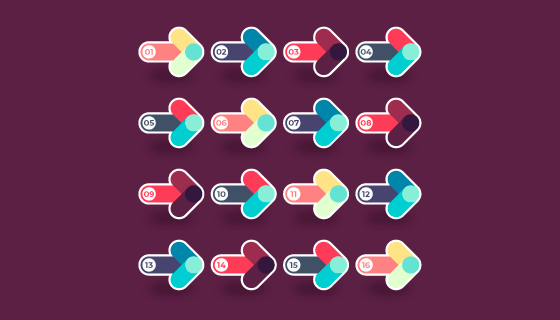 扁平箭头项目符号矢量素材(EPS/AI/PNG)