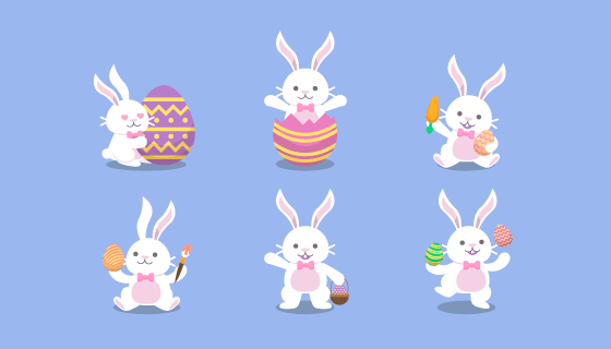 扁平风格复活节兔子矢量素材(EPS/AI/PNG)