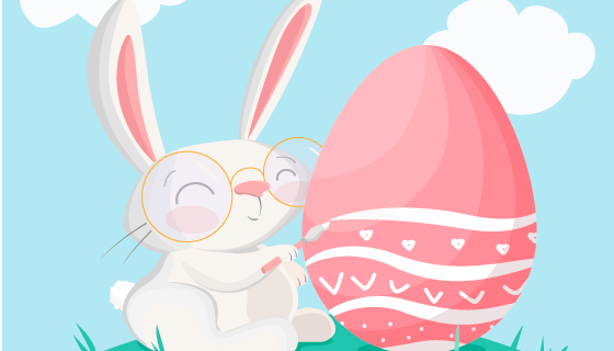 扁平风格复活节兔子背景矢量素材(EPS/AI)