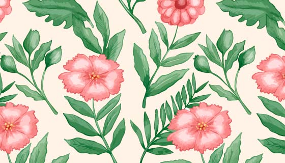 复古植物图案背景矢量素材(EPS/AI)