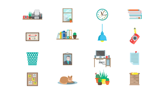 扁平工作室图标矢量素材(EPS/PNG)