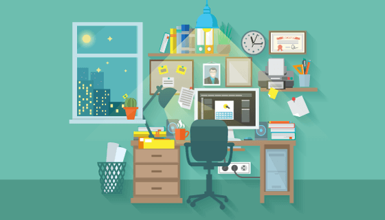 扁平风格工作室矢量素材(EPS)