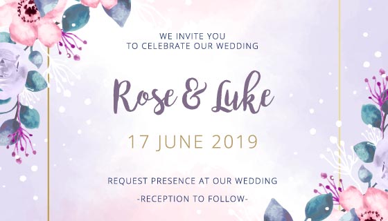 水彩婚礼请柬矢量素材(EPS)