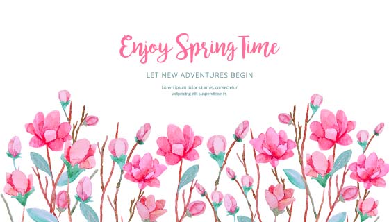 水彩花卉春天背景矢量素材(EPS)