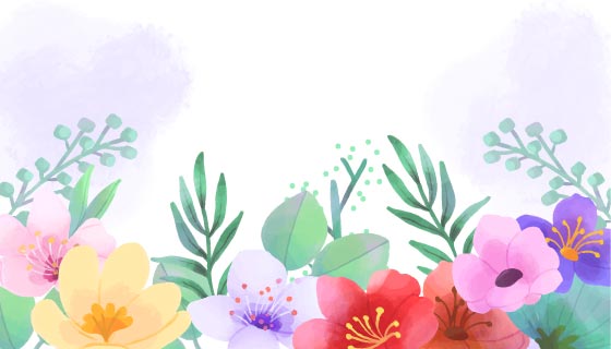 手绘多彩花卉背景矢量素材(EPS/AI)