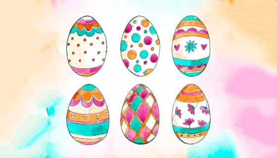 手绘复活节彩蛋矢量素材(EPS/AI/PNG)