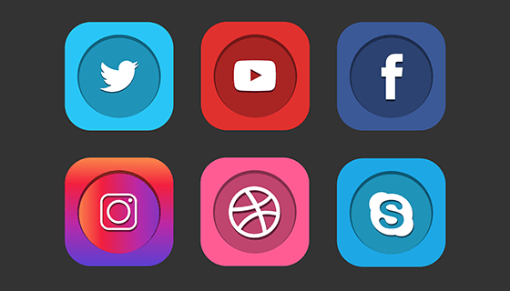 9个社会化彩色图标矢量素材(EPS)