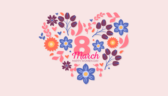 花卉爱心妇女节/女王节背景矢量素材(EPS/AI/PNG)