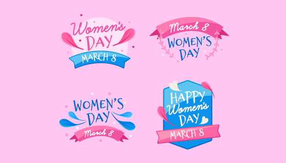 手绘妇女节/女王节元素矢量素材(EPS/AI/PNG)