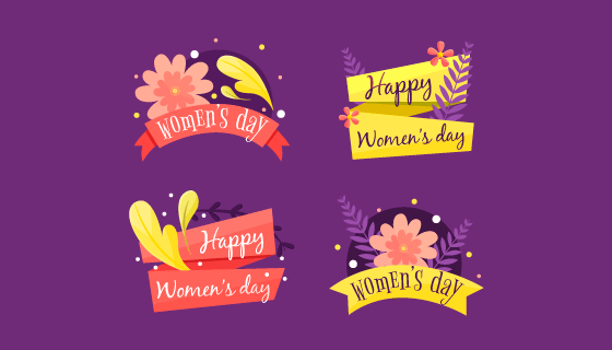 手绘妇女节/女王节元素矢量素材(EPS/AI/PNG)