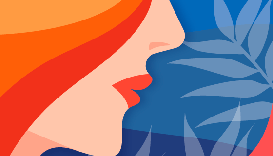 女生侧脸设计妇女节/女王节背景矢量素材(EPS/AI)