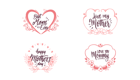 手绘母亲节徽章矢量素材(EPS/AI/PNG)