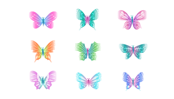 多彩渐变蝴蝶矢量素材(EPS/AI/PNG)