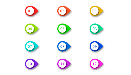 3D多彩项目符号矢量素材(EPS/AI/PNG)