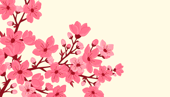 手绘漂亮樱花背景矢量素材(EPS/AI/PNG)