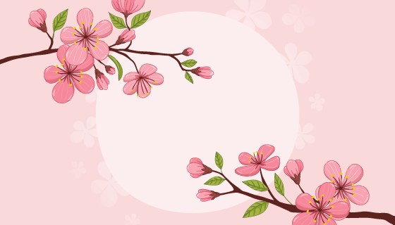 手绘漂亮樱花矢量素材(EPS/AI)