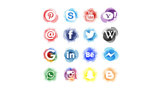 水彩风格社会化媒体图标矢量素材(EPS/AI/PNG)