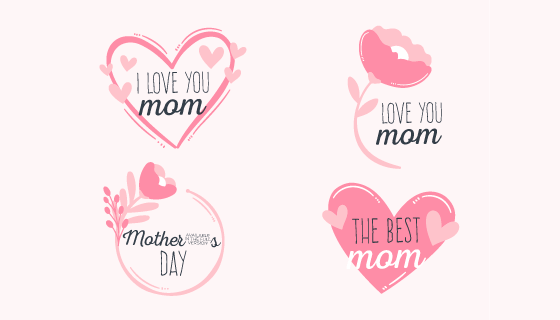 母亲节花卉标签矢量素材(EPS/AI/PNG)
