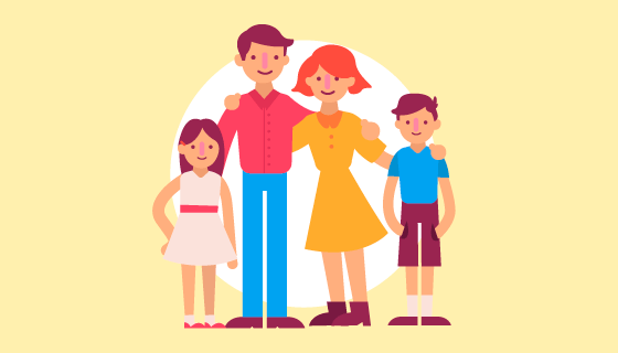 扁平风格家庭肖像矢量素材(EPS/AI/PNG)
